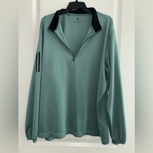 Adidas Quarter Zip Pullover 2XL Green Lightweight Athletic Training Top